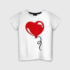Детская футболка хлопок с принтом Сердце воздушный шар в Новосибирске, 100% хлопок | круглый вырез горловины, полуприлегающий силуэт, длина до линии бедер | любовь | сердечко | сердце | шарик