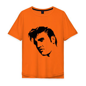 Мужская футболка хлопок Oversize с принтом Элвис Пресли. (Elvis Presley) в Новосибирске, 100% хлопок | свободный крой, круглый ворот, “спинка” длиннее передней части | Тематика изображения на принте: rocknroll | лицо | музыка | певец | ретро | рок н ролл
