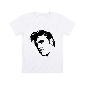 Детская футболка хлопок с принтом Элвис Пресли. (Elvis Presley) в Новосибирске, 100% хлопок | круглый вырез горловины, полуприлегающий силуэт, длина до линии бедер | rocknroll | лицо | музыка | певец | ретро | рок н ролл