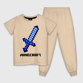 Детская пижама хлопок с принтом Меч minecraft в Новосибирске, 100% хлопок |  брюки и футболка прямого кроя, без карманов, на брюках мягкая резинка на поясе и по низу штанин
 | boom | minecraft | игры | компьютерные игры | майнкрафт
