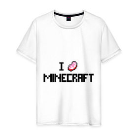 Мужская футболка хлопок с принтом I love minecraft в Новосибирске, 100% хлопок | прямой крой, круглый вырез горловины, длина до линии бедер, слегка спущенное плечо. | boom | i love minecraft | minecraft | игры | компьютерные игры | майнкрафт | я люблю майнкрафт
