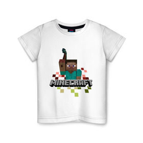 Детская футболка хлопок с принтом Шахтёр minecraft в Новосибирске, 100% хлопок | круглый вырез горловины, полуприлегающий силуэт, длина до линии бедер | boom | minecraft | игры | компьютерные игры | майнкрафт