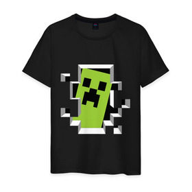 Мужская футболка хлопок с принтом Crash Minecraft в Новосибирске, 100% хлопок | прямой крой, круглый вырез горловины, длина до линии бедер, слегка спущенное плечо. | boom | media | minecraft | игры | компьютерные игры | майнкрафт