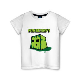 Детская футболка хлопок с принтом Creeper в Новосибирске, 100% хлопок | круглый вырез горловины, полуприлегающий силуэт, длина до линии бедер | boom | minecraft | игры | компьютерные игры | майнкрафт