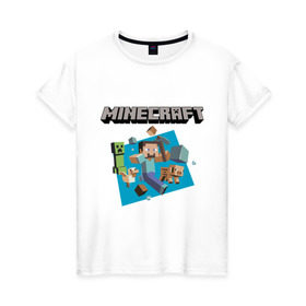 Женская футболка хлопок с принтом Heroes of Minecraft в Новосибирске, 100% хлопок | прямой крой, круглый вырез горловины, длина до линии бедер, слегка спущенное плечо | boom | minecraft | игры | компьютерные игры | майнкрафт