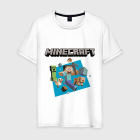 Мужская футболка хлопок с принтом Heroes of Minecraft в Новосибирске, 100% хлопок | прямой крой, круглый вырез горловины, длина до линии бедер, слегка спущенное плечо. | boom | minecraft | игры | компьютерные игры | майнкрафт