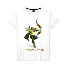 Женская футболка хлопок с принтом Windrunner в Новосибирске, 100% хлопок | прямой крой, круглый вырез горловины, длина до линии бедер, слегка спущенное плечо | dota | dota 2 | windrunner | герои dota | герои доты | дота | дота 2 | игры | компьютерные игры