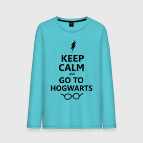 Мужской лонгслив хлопок с принтом Keep calm and go to hogwarts. в Новосибирске, 100% хлопок |  | keep calm | сохраняйте спокойствие