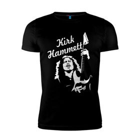 Мужская футболка премиум с принтом Kirk Hammett (Metallica) в Новосибирске, 92% хлопок, 8% лайкра | приталенный силуэт, круглый вырез ворота, длина до линии бедра, короткий рукав | металлика
