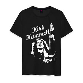 Мужская футболка хлопок с принтом Kirk Hammett (Metallica) в Новосибирске, 100% хлопок | прямой крой, круглый вырез горловины, длина до линии бедер, слегка спущенное плечо. | металлика