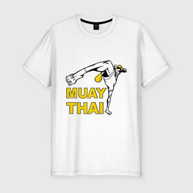 Мужская футболка премиум с принтом Muay thai (Тайский бокс) в Новосибирске, 92% хлопок, 8% лайкра | приталенный силуэт, круглый вырез ворота, длина до линии бедра, короткий рукав | муай тай