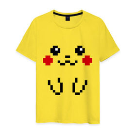 Мужская футболка хлопок с принтом Bit Pikachu в Новосибирске, 100% хлопок | прямой крой, круглый вырез горловины, длина до линии бедер, слегка спущенное плечо. | 8 бит | pockemon | пикачу. покемоны | пиксели | покемон