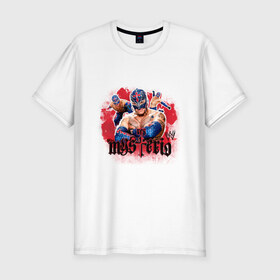 Мужская футболка премиум с принтом WWE Mysterio в Новосибирске, 92% хлопок, 8% лайкра | приталенный силуэт, круглый вырез ворота, длина до линии бедра, короткий рукав | Тематика изображения на принте: джон сина