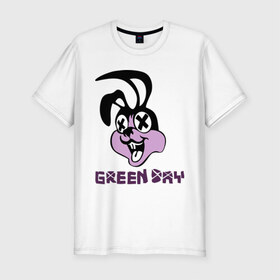 Мужская футболка премиум с принтом Green day rabbit в Новосибирске, 92% хлопок, 8% лайкра | приталенный силуэт, круглый вырез ворота, длина до линии бедра, короткий рукав | green day | rock | грин дэй | кролик | музыка | рок группа