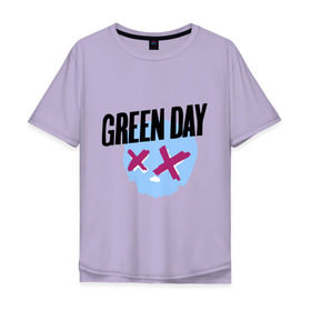 Мужская футболка хлопок Oversize с принтом Green day skull в Новосибирске, 100% хлопок | свободный крой, круглый ворот, “спинка” длиннее передней части | Тематика изображения на принте: green day | rock | грин дэй | музыка | рок группа