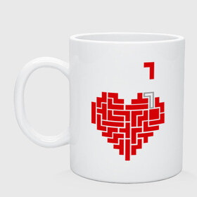 Кружка с принтом Heart tetris сердце тетрис в Новосибирске, керамика | объем — 330 мл, диаметр — 80 мм. Принт наносится на бока кружки, можно сделать два разных изображения | Тематика изображения на принте: heart tetris сердце тетрис | сердечко | сердце | тетрис сердце