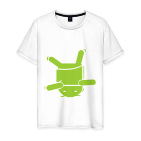 Мужская футболка хлопок с принтом android na golove в Новосибирске, 100% хлопок | прямой крой, круглый вырез горловины, длина до линии бедер, слегка спущенное плечо. | 