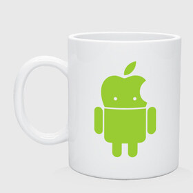 Кружка с принтом Android Applehead в Новосибирске, керамика | объем — 330 мл, диаметр — 80 мм. Принт наносится на бока кружки, можно сделать два разных изображения | android | apple | админам | андроид | для админов | эпл