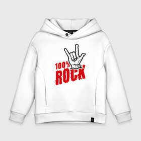 Детское худи Oversize хлопок с принтом 100 Rock (Кoza) в Новосибирске, френч-терри — 70% хлопок, 30% полиэстер. Мягкий теплый начес внутри —100% хлопок | боковые карманы, эластичные манжеты и нижняя кромка, капюшон на магнитной кнопке | 100 rock | rock | рок | рок музыка