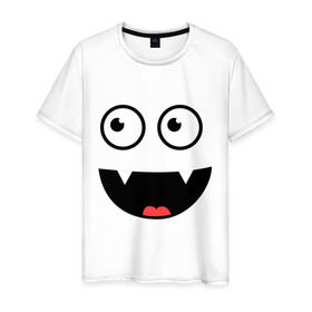 Мужская футболка хлопок с принтом Хитрый смайлик улыбается в Новосибирске, 100% хлопок | прямой крой, круглый вырез горловины, длина до линии бедер, слегка спущенное плечо. | smile | смайл | смайлик | улыбающийся смайлик | улыбка