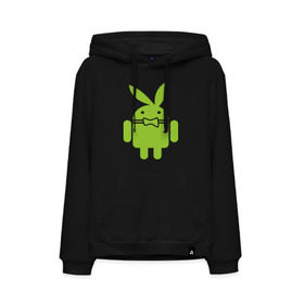 Мужская толстовка хлопок с принтом Android Playboy в Новосибирске, френч-терри, мягкий теплый начес внутри (100% хлопок) | карман-кенгуру, эластичные манжеты и нижняя кромка, капюшон с подкладом и шнурком | android | play | андроид | плейбой