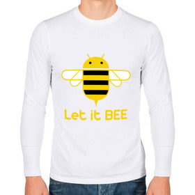 Мужской лонгслив хлопок с принтом Android - Let It Bee в Новосибирске, 100% хлопок |  | 