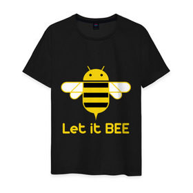 Мужская футболка хлопок с принтом Android - Let It Bee в Новосибирске, 100% хлопок | прямой крой, круглый вырез горловины, длина до линии бедер, слегка спущенное плечо. | 