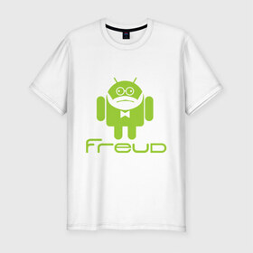 Мужская футболка премиум с принтом Android Freud в Новосибирске, 92% хлопок, 8% лайкра | приталенный силуэт, круглый вырез ворота, длина до линии бедра, короткий рукав | android | андроид