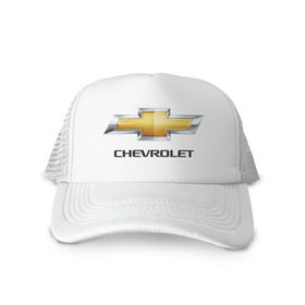 Кепка тракер с сеткой с принтом Chevrolet логотип в Новосибирске, трикотажное полотно; задняя часть — сетка | длинный козырек, универсальный размер, пластиковая застежка | chevrole | chevrolet | logo chevrolet | логотип chevrole | логотип шевроле | шевроле