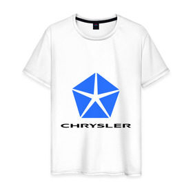 Мужская футболка хлопок с принтом Chrysler логотип в Новосибирске, 100% хлопок | прямой крой, круглый вырез горловины, длина до линии бедер, слегка спущенное плечо. | chrysler | краислер | логотип chrysler | логотип краислер