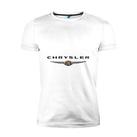 Мужская футболка премиум с принтом Chrysler logo в Новосибирске, 92% хлопок, 8% лайкра | приталенный силуэт, круглый вырез ворота, длина до линии бедра, короткий рукав | chrysler | автомобиль chrysler | автомобиль краислер | краислер | логотип chrysler | логотип краислер
