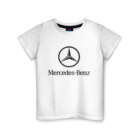 Детская футболка хлопок с принтом Logo Mercedes-Benz в Новосибирске, 100% хлопок | круглый вырез горловины, полуприлегающий силуэт, длина до линии бедер | mercedes | mercedes benz | логотип mercedes | логотип mercedes benz | логотип мерседерс бенс | мерен | мерседерс | мерседерс бенс