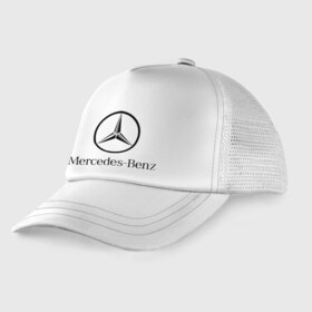 Детская кепка тракер с принтом Logo Mercedes-Benz в Новосибирске, Козырек - 100% хлопок. Кепка - 100% полиэстер, Задняя часть - сетка | универсальный размер, пластиковая застёжка | Тематика изображения на принте: mercedes | mercedes benz | логотип mercedes | логотип mercedes benz | логотип мерседерс бенс | мерен | мерседерс | мерседерс бенс