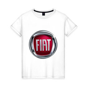 Женская футболка хлопок с принтом FIAT logo в Новосибирске, 100% хлопок | прямой крой, круглый вырез горловины, длина до линии бедер, слегка спущенное плечо | Тематика изображения на принте: fiat | автомобиль фиат | логотип fiat | логотип фиат | фиат