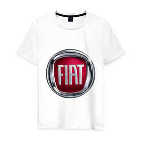Мужская футболка хлопок с принтом FIAT logo в Новосибирске, 100% хлопок | прямой крой, круглый вырез горловины, длина до линии бедер, слегка спущенное плечо. | fiat | автомобиль фиат | логотип fiat | логотип фиат | фиат