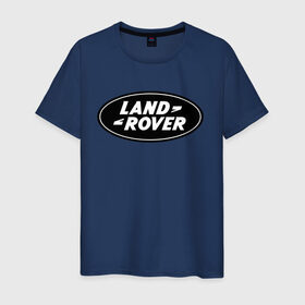 Мужская футболка хлопок с принтом Land Rover logo в Новосибирске, 100% хлопок | прямой крой, круглый вырез горловины, длина до линии бедер, слегка спущенное плечо. | land rove | автомобиль land rove | автомобиль ланд ровер | ланд ровер