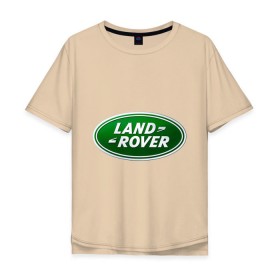 Мужская футболка хлопок Oversize с принтом Logo Land Rover в Новосибирске, 100% хлопок | свободный крой, круглый ворот, “спинка” длиннее передней части | Тематика изображения на принте: land rove | автомобиль land rove | автомобиль ланд ровер | ланд ровер