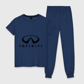 Женская пижама хлопок с принтом Infiniti logo в Новосибирске, 100% хлопок | брюки и футболка прямого кроя, без карманов, на брюках мягкая резинка на поясе и по низу штанин | infiniti автомобиль | автомобиль инфинити | инфинити | логотип infiniti | логотип инфинити