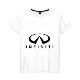 Женская футболка хлопок с принтом Infiniti logo в Новосибирске, 100% хлопок | прямой крой, круглый вырез горловины, длина до линии бедер, слегка спущенное плечо | infiniti автомобиль | автомобиль инфинити | инфинити | логотип infiniti | логотип инфинити