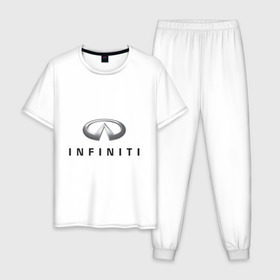 Мужская пижама хлопок с принтом Logo Infiniti в Новосибирске, 100% хлопок | брюки и футболка прямого кроя, без карманов, на брюках мягкая резинка на поясе и по низу штанин
 | infiniti автомобиль | автомобиль инфинити | инфинити | логотип infiniti | логотип инфинити