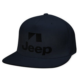 Кепка снепбек с прямым козырьком с принтом Jeep logo в Новосибирске, хлопок 100% |  | jeep | автомобиль jeep | автомобиль джип | джип | логотип jeep | логотип джип