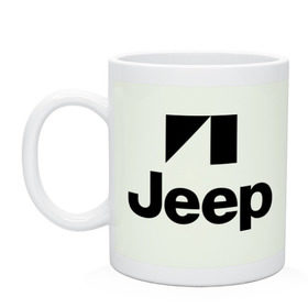 Кружка с принтом Jeep logo в Новосибирске, керамика | объем — 330 мл, диаметр — 80 мм. Принт наносится на бока кружки, можно сделать два разных изображения | Тематика изображения на принте: jeep | автомобиль jeep | автомобиль джип | джип | логотип jeep | логотип джип
