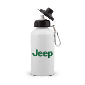 Бутылка спортивная с принтом Logo Jeep в Новосибирске, металл | емкость — 500 мл, в комплекте две пластиковые крышки и карабин для крепления | jeep | автомобиль jeep | автомобиль джип | джип | логотип jeep | логотип джип