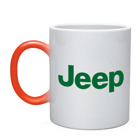 Кружка хамелеон с принтом Logo Jeep в Новосибирске, керамика | меняет цвет при нагревании, емкость 330 мл | Тематика изображения на принте: jeep | автомобиль jeep | автомобиль джип | джип | логотип jeep | логотип джип