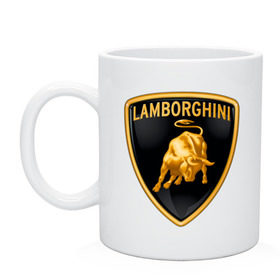Кружка с принтом Lamborghini logo в Новосибирске, керамика | объем — 330 мл, диаметр — 80 мм. Принт наносится на бока кружки, можно сделать два разных изображения | Тематика изображения на принте: lamborghini | автомобиль lamborghini | ламборджини | ламборджини автомобиль | логотип lamborghini | логотип ламборджини