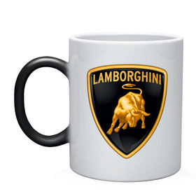 Кружка хамелеон с принтом Lamborghini logo в Новосибирске, керамика | меняет цвет при нагревании, емкость 330 мл | lamborghini | автомобиль lamborghini | ламборджини | ламборджини автомобиль | логотип lamborghini | логотип ламборджини