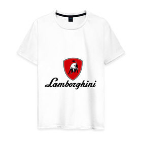 Мужская футболка хлопок с принтом Logo lamborghini в Новосибирске, 100% хлопок | прямой крой, круглый вырез горловины, длина до линии бедер, слегка спущенное плечо. | Тематика изображения на принте: lamborghini | автомобиль lamborghini | ламборджини | ламборджини автомобиль | логотип lamborghini | логотип ламборджини