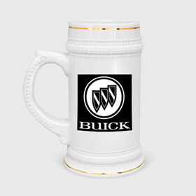 Кружка пивная с принтом Buick лого в Новосибирске,  керамика (Материал выдерживает высокую температуру, стоит избегать резкого перепада температур) |  объем 630 мл | buick | автомобиль buick | логотип buick