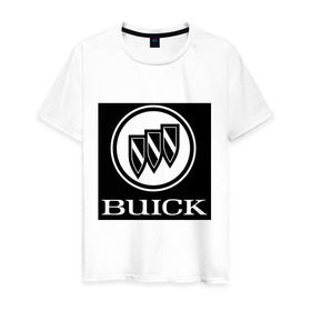 Мужская футболка хлопок с принтом Buick лого в Новосибирске, 100% хлопок | прямой крой, круглый вырез горловины, длина до линии бедер, слегка спущенное плечо. | buick | автомобиль buick | логотип buick
