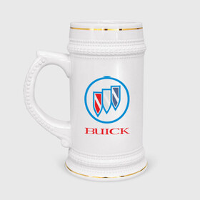 Кружка пивная с принтом Logo buick в Новосибирске,  керамика (Материал выдерживает высокую температуру, стоит избегать резкого перепада температур) |  объем 630 мл | buick | автомобиль buick | логотип buick